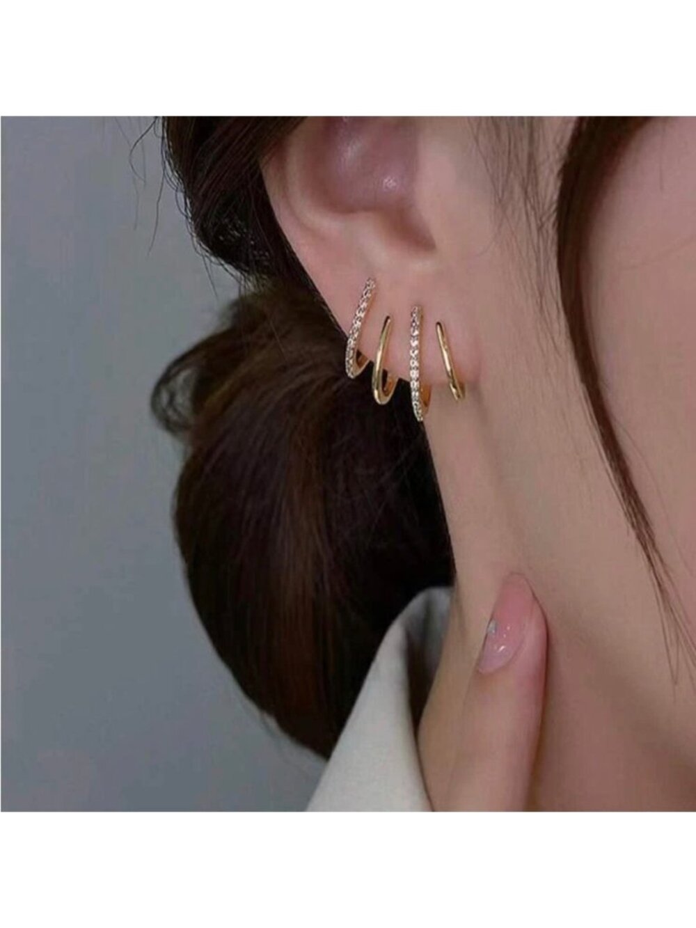 Gold Rhinestone Geometric Earrings